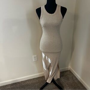 Kali Fashions Ribbed Tan Dress